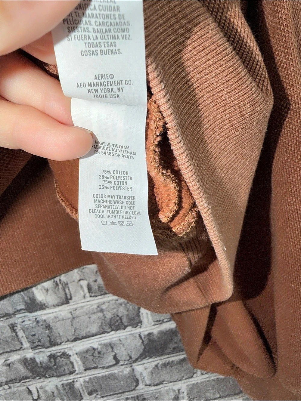 Aerie Brown Textured Sweatshirt - Picture 5 of 9